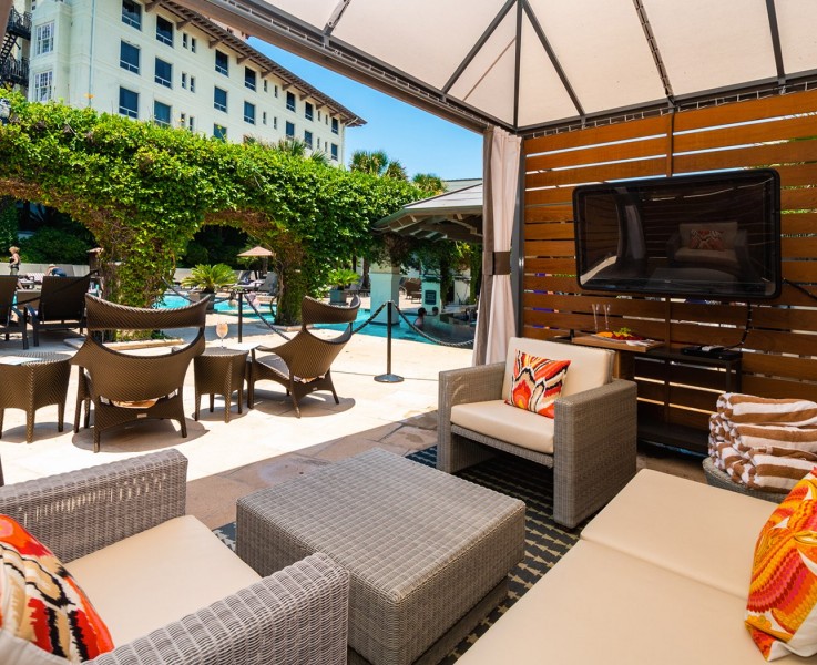 private cabana for rent at hotel galvez poolside